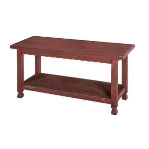 Alaterre Furniture Country Cottage Entryway Bench with Shelf, 36 in. Solid Wood Storage Bench for Dining Room, Living Room or Entryway, Red Antique - 1 of 3