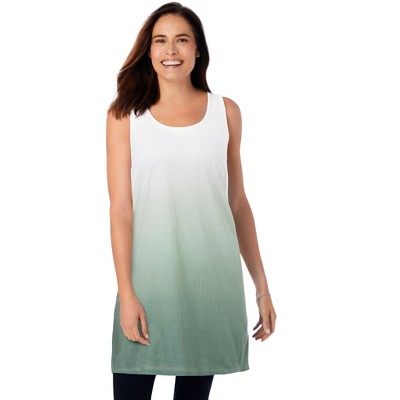 Woman Within Women's Plus Size Longer-Length Dip-Dye Sleeveless Tunic