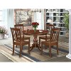 HomeStock 5-Piece Mahogany Finish Solid Wood Top Dining table with 4-Chairs with Slat Back - 2 of 4