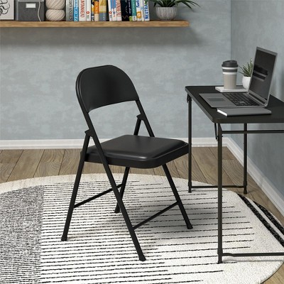 Black Vinyl Armless Folding Chair with Metal Frame, 4-Pack