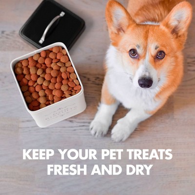 White and Black Metal Dog Biscuits Storage Canister, 36 oz