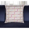 20" Beige Check Cotton Blend Throw Pillow With Embroidery - 2 of 4