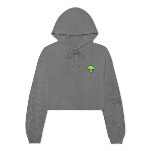 Dalix Alien Embroidered Fleece Cropped Hoodie Cold Fall Winter Women - 1 of 4