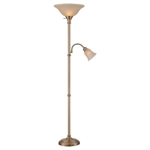 Lite Source Henley 2-LT Floor Lamp - Antique Brass (Lamp Includes Energy Efficient Light Bulb)