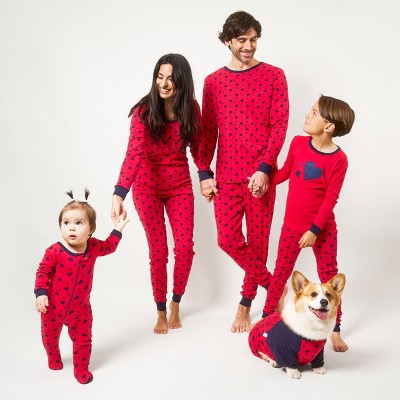 Leveret Cotton Matching Family Valentines Pajamas Navy Hearts Print