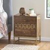 KWPZQEB Farmhouse Nightstand, End Table with Fish Scale Design, Mango Wood Night Stand with 3 Drawers & Iron Legs for Living Room, Bedroom, Brown - 4 of 4