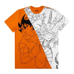Dragon Ball Z Goku & Shenron Crew Neck Short Sleeve Orange & White Split T-shirt - 1 of 4