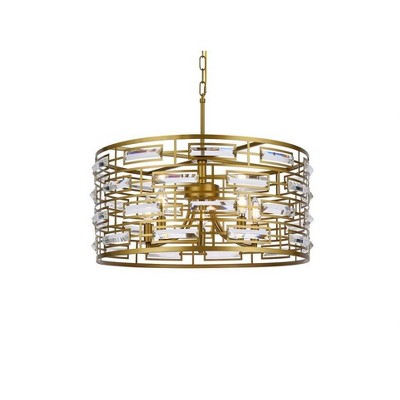 Kennedy 24" Brass and Crystal 5-Light Pendant