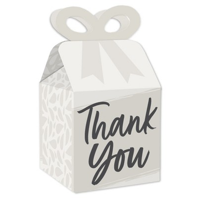 Big Dot of Happiness Champagne Elegantly Simple - Square Favor Gift Boxes - Guest Party Favors Bow Boxes - Set of 12