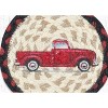 Earth Rugs Vintage Red Truck Round Coaster – 7"x7" Hand-Stenciled Jute, Rustic Tabletop Accent - 2 of 3