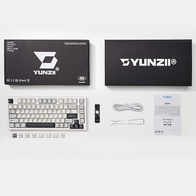 YUNZII YZ75 75% Hot Swappable Wireless Gaming Mechanical Keyboard, RGB Backlights for Linux/Win/Mac(Gateron G Pro Black, White)