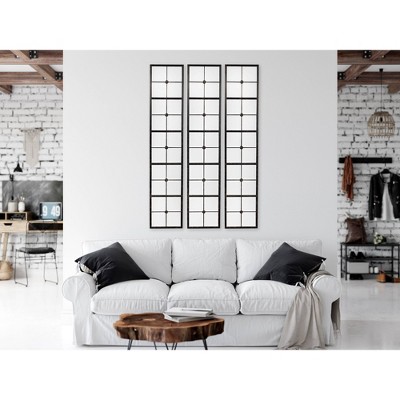 Tall Black Metal Windowpane Full Length Mirror