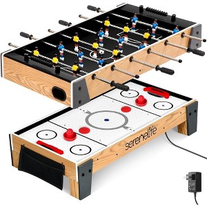 SereneLife 38” Table Top Air Hockey and 40” Foosball Set, 2-in-1 Swivel Game Table - 1 of 4
