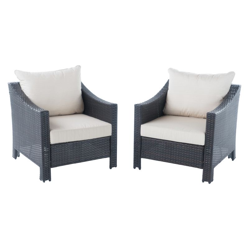 Antibes Set of 2 Wicker Club Chair with Cushions - Christopher Knight Home, 1 of 6