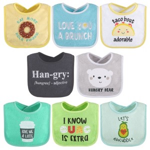 The Peanutshell Unisex Terry Cotton Baby Bibs, 8-Pack, Geen/Blue/Yellow - 1 of 4