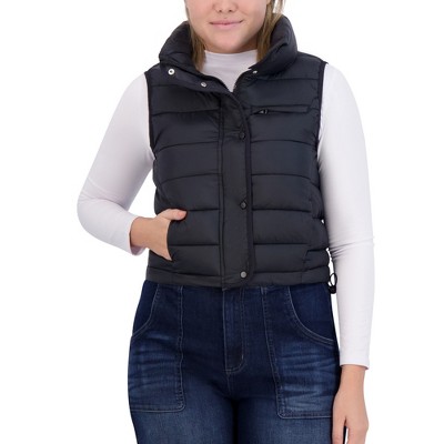 BEARPAW - Women's Nylon Zipper Front Puffer Vest - Black - M