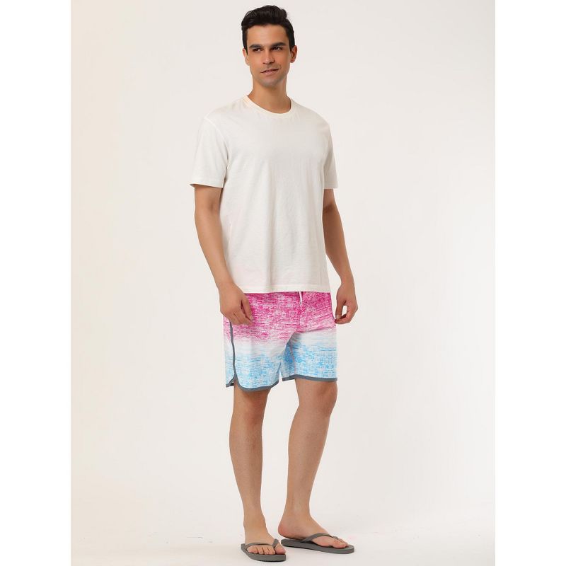Lars Amadeus Men's Summer Adjustable Color Block Swim Beach Shorts, 4 of 7
