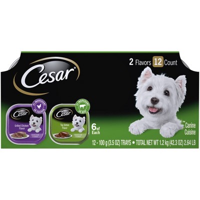 Cesar Classic Loaf in Sauce Wet Dog Food Grilled Chicken & Top Sirloin Flavors - 3.5oz/12ct Variety Pack