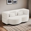 Modern Floor Sofa with 2 Pillows,Convertible Teddy Fabric Foam-Filled Sleeper Sofa Bed,15" Full Size Folding Mattress - Leovsnove - 2 of 4