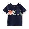 PATPAT Family Matching Mommy and Me Floral  Strap Midi Dresses and Splicing Short-sleeve T-shirts Sets - 3 of 4