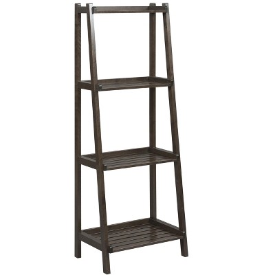 HomeRoots Espresso Solid Wood Ladder Bookcase