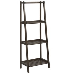 HomeRoots Espresso Solid Wood Ladder Bookcase - 1 of 4