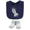 Yoga Sprout Baby Boy Cotton Bibs and Socks, Moon, One Size - 4 of 4