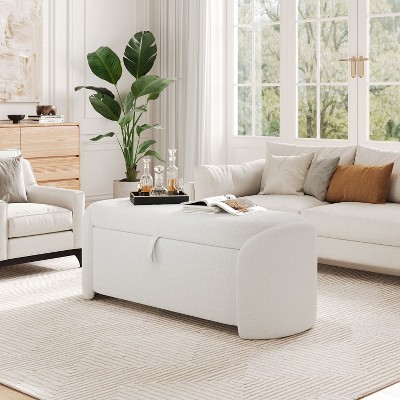 CAVINAS Rectangular Velvet Storage Ottoman Bench with Wood Legs,Upholstered Storage Ottoman,Storage Benches for Living Room,Bedroom