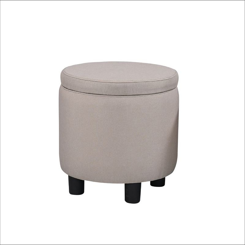 Home Decor Upholstered Round Fabric Tufted Footrest 1+1 Ottoman with Storage - ModernLuxe, 4 of 6