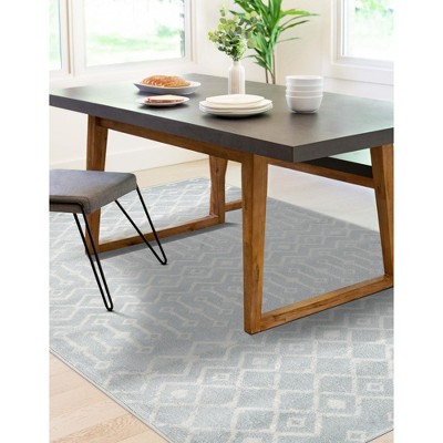 Light Blue Trellis 6' x 9' Synthetic Area Rug