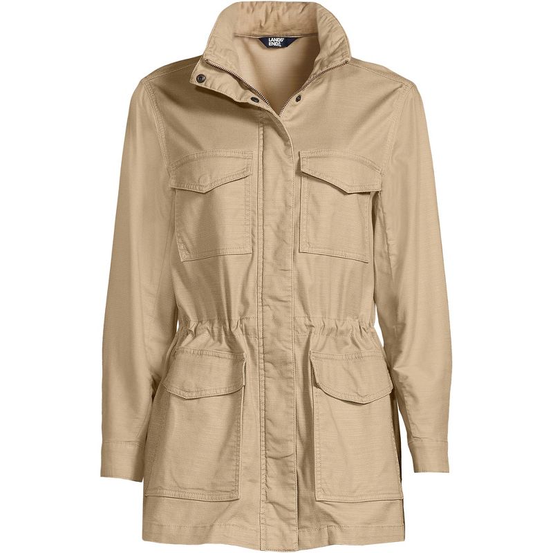 Lands' End Women's Cotton Hooded Jacket with Cargo Pockets, 3 of 7