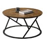 34" Round White Wood Coffee Table Set with Black Metal Base, 3 Piece Living Room Center and End Tables-3irtyhousy - 2 of 4