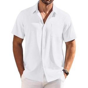COOFANDY Shirts for Men Short Sleeve Button Down Shirt Casual Summer Beach Shirts - 1 of 4
