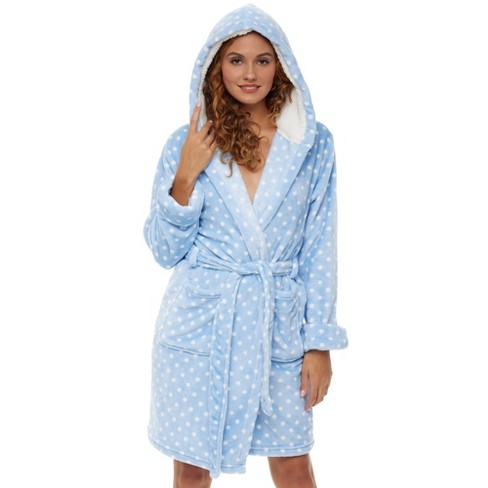 NY Threads White Fleece Hooded Bathrobe - Plush Long Robe Women's Size -  beyond exchange