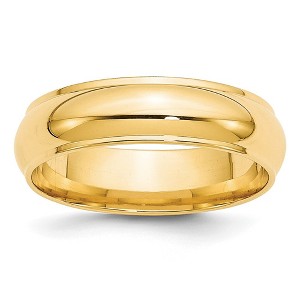 Black Bow Jewelry 2.5mm to 6mm 14K Yellow Gold Half Round Ridged Edge Standard Fit Band - 1 of 4