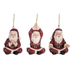 Transpac Resin Santa Yoga Ornament Set of 3 Fun Christmas Tree Decorations Red Ornaments for Holiday Gift Giving - 1 of 1