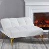 Convertible Sofa, Modern Teddy Fabric Futon Sleeper Sofa Bed with Adjustable Backrest & Pillow, Gold Metal Legs for Small Spaces Living Room - 4 of 4