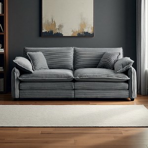 Corduroy 2-Seater Sofa with 4 Pillows & Deep Seat - 1 of 4
