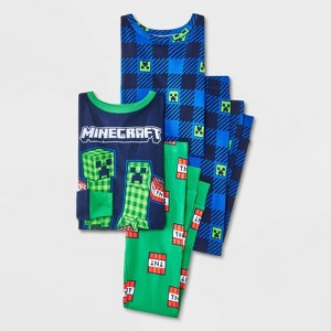 Boys' Minecraft Snug Fit Long Sleeve 4pc Pajama Set : Target