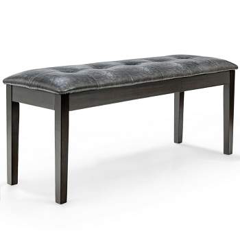 Costway Upholstered Dining Bench w/Padded Seat for Kitchen Bedroom Entryway Grey