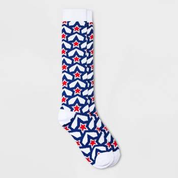 Women's Stars Knee High Socks - White/Red/Blue 4-10