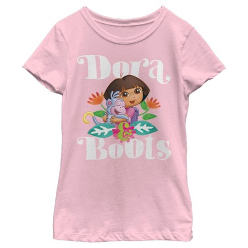 as dubbellaag Uiterlijk Girl's Dora The Explorer Hugging Dora And Boots T-shirt - Light Pink -  Medium : Target