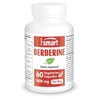 SuperSmart Berberine HCl Supplement 1000mg per Day (Min. 97% Purity) - Berberis Vulgaris Extract | Non-GMO & Gluten Free - 60 Vegetarian Capsules