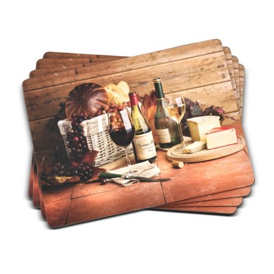 Pimpernel Fleur Des Champs Coasters - Set of 6 (4” x 4”), Cork, Elegant Floral Design, Protects Surfaces from Stains & Damage, Easy to Clean