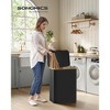 SONGMICS Laundry Hamper with Lid 3-Section Large Laundry Basket Removable Mesh Liner Bamboo Handles Collapsible - 2 of 4