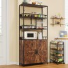 Tall Bar Cabinet 70.8" in Bakers Rack with Cabinet, Microwave Stand with Goblet Holder 5 Tier Large Baker Rack - 2 of 4