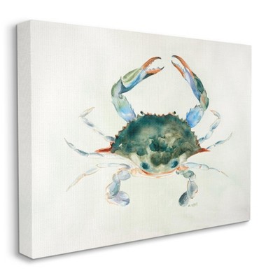 Stupell Industries Blue Sea Crab Over Beige Soft Watercolors