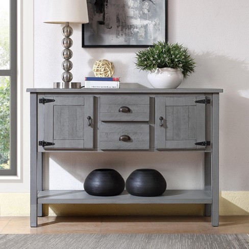 Nicbex Console Table Retro Style Entryway Table With 2 Drawers And Cabinets And Bottom Shelf Side Table For Living Room Kitchen Antique Gray Target