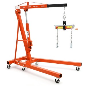 2-Ton Folding Engine Hoist 4400 Lb Capacity Hydraulic Shop Crane W/ Telescoping Boom 6 Wheels for Automotive Repair - 1 of 4