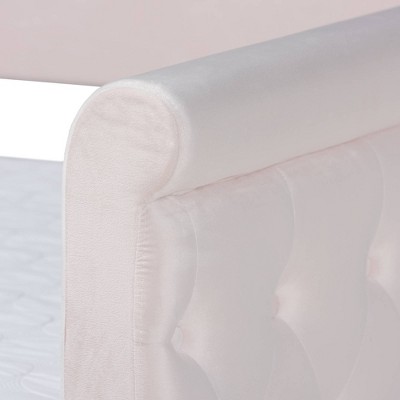 Light Pink Velvet Queen Daybed with Trundle and Tufted Upholstery